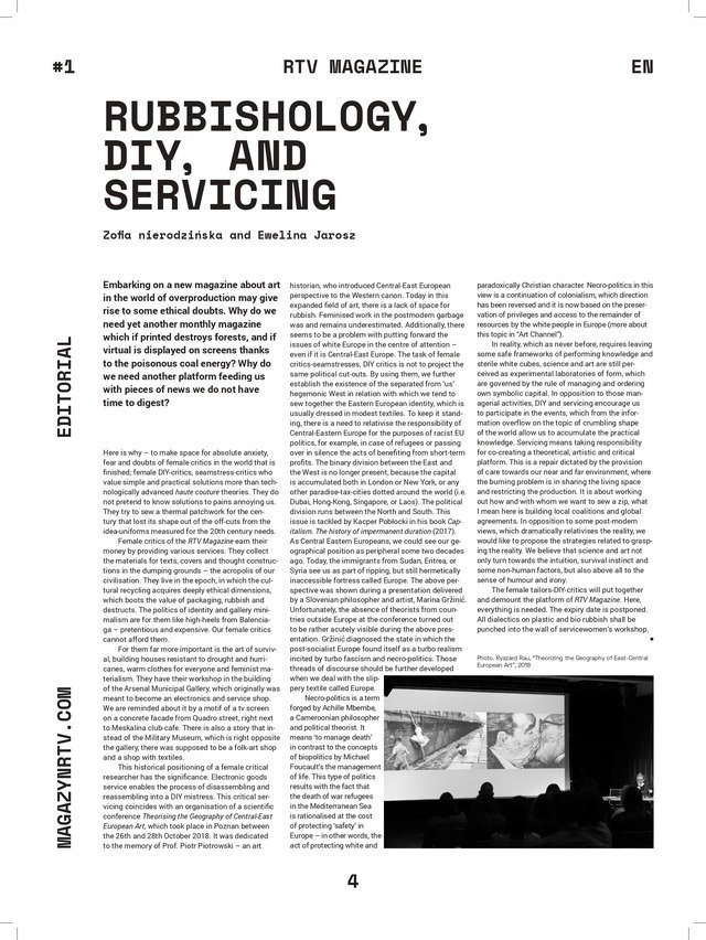 A page with the editorial text