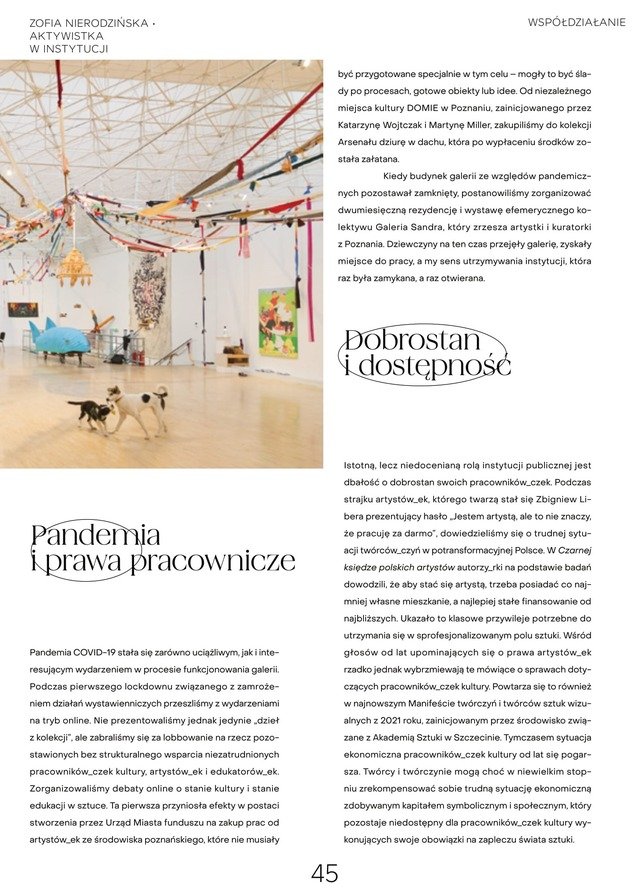 Another page of the publication with a small photography in the left corner and a lot of text on a white background