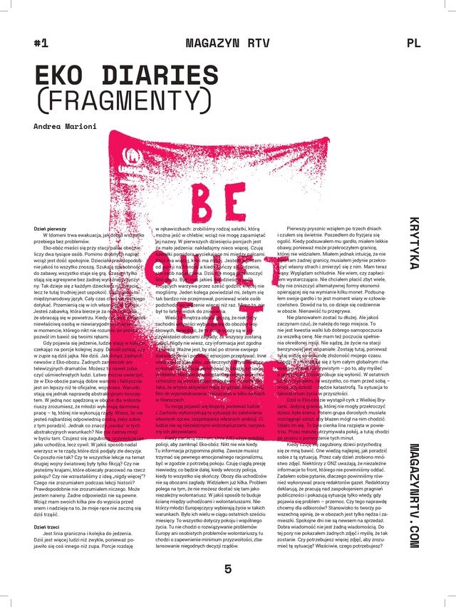 A page with an essay and a graphic in pink with a writing: Be quiet eat soup